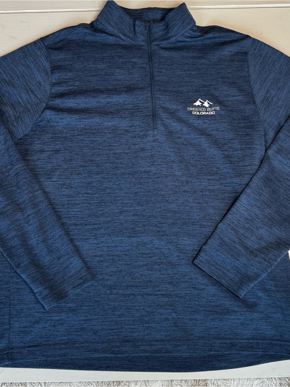 Crested Butte Colorado Heathered Navy Quarter-Zip Long Sleeve Pullover